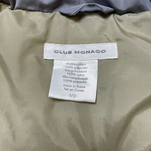 Club Monaco Puffer Vest Grey Snap Button Size Small Womens Pockets - Picture 2 of 8